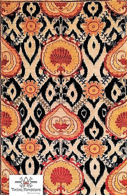 Black Yellow Red Handmade Suzani Carpet (4x6 ft)