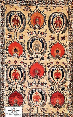 Off-white Orange Red handmade Suzani Carpet (4x6 ft)