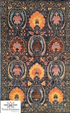 Grey Mustard Blue Handmade Suzani Carpet (4x6 ft)