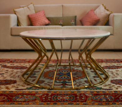 Elegant Metal Coffee Table with Marble top