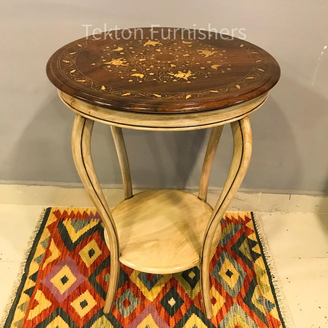 Handcrafted Brass inlay table in Antique Finish