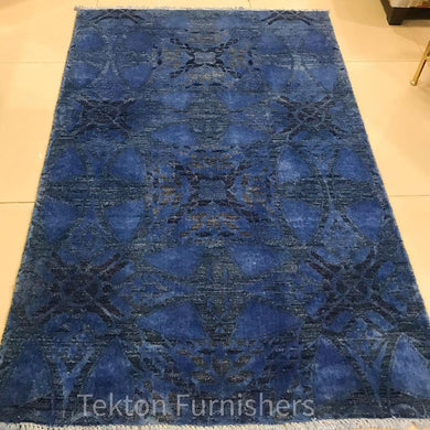 Handmade Chobi Carpet, Overdyed (Blue)