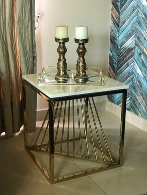 Infinity Metal Square end table - Marble top