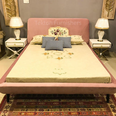 Imported Bed With Pink Upholstery