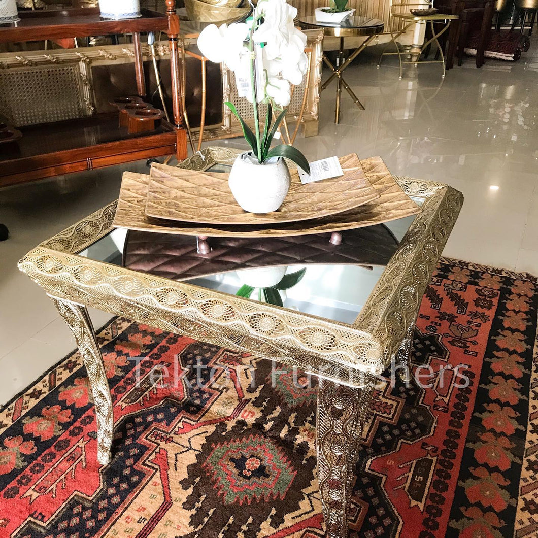 Metal Accent Coffee Table with Mirror top.