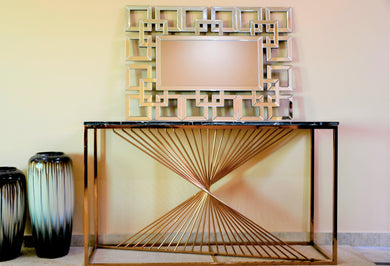 Infinity Metal Console Rose Gold - Marble top