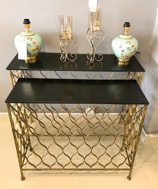 Golden Metal Console with Black Fiber Top