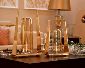 Golden Metallic Hurricane Lamp - Large