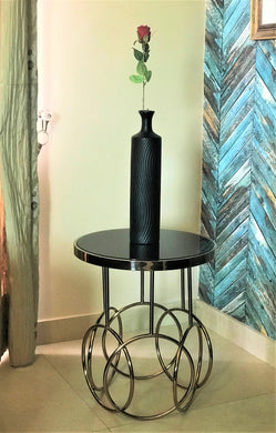 Astor Metal Round End Table Rose gold - Glass top