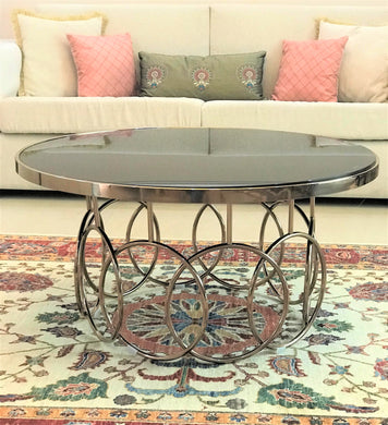 Astor Metal Round Coffee Table Rose gold - Glass top