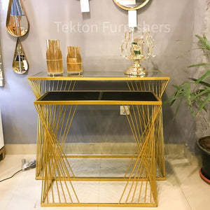 Modern Metal Console with Glass Top