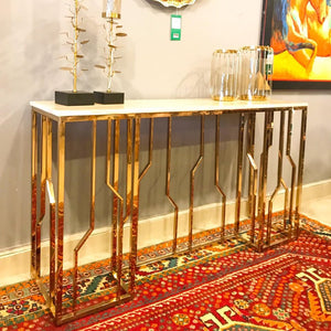 Modern Metal Console with Marble top