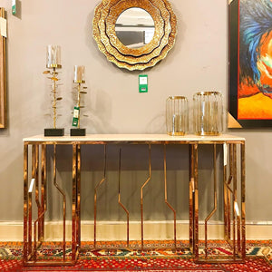 Modern Metal Console with Marble top