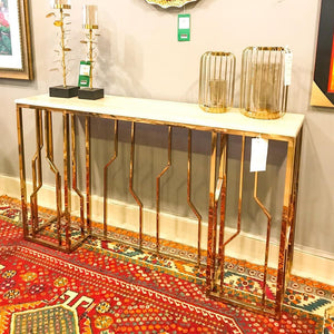 Modern Metal Console with Marble top