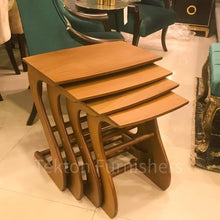 Load image into Gallery viewer, Pure Sheesham Wood Nest of Tables with Golden Natural Wood Grain Finish