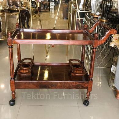 Tea trolley in solid sheesham wood