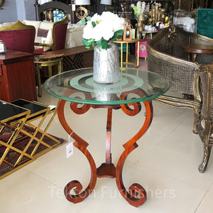 Wooden Entryway Table with Glass Top.