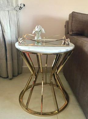 Elegant Metal End Table with Marble top